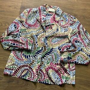 90s vintage multi color paisley print shirt Southwestern button up Retro western